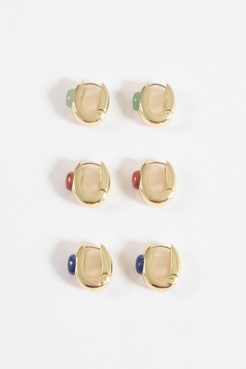 Set aros detalle piedra dorado