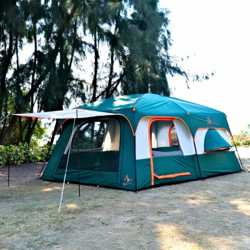 Carpa Estructural Reforzada con Avance 4-6 Personas Verde