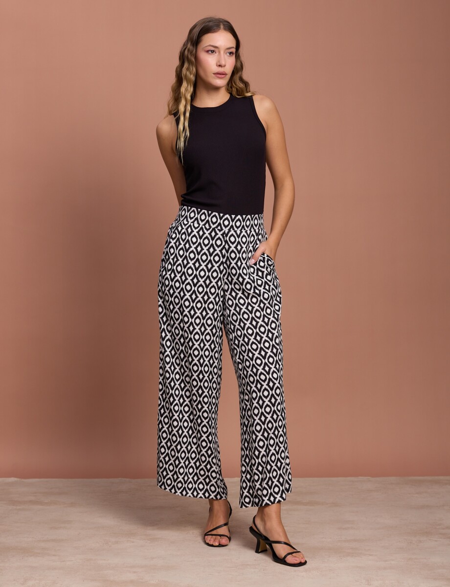 Pantalon Pull On - Blanco/negro 