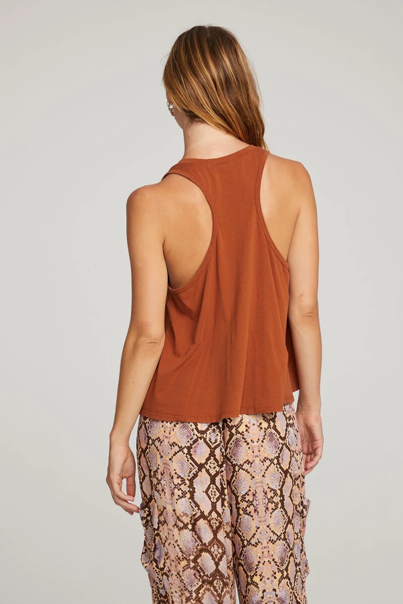 COTTON JERSEY CARMEL TANK TOP Marron