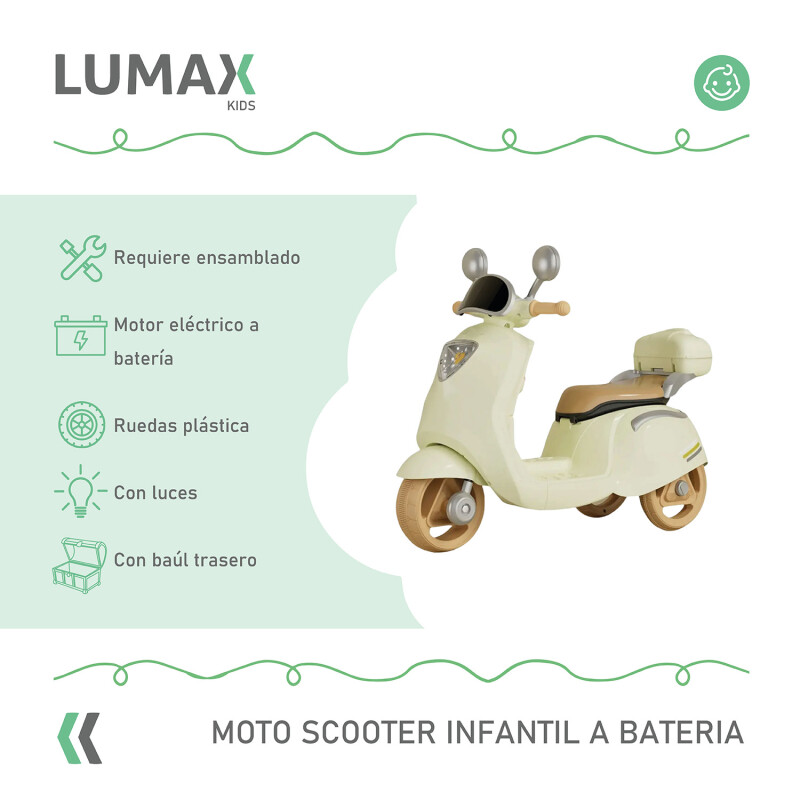 Moto Scooter a Batería Lumax Infantil Scooby Beige