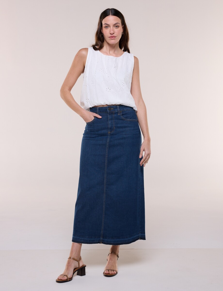Falda Maxi Denim - Jean Oscuro 