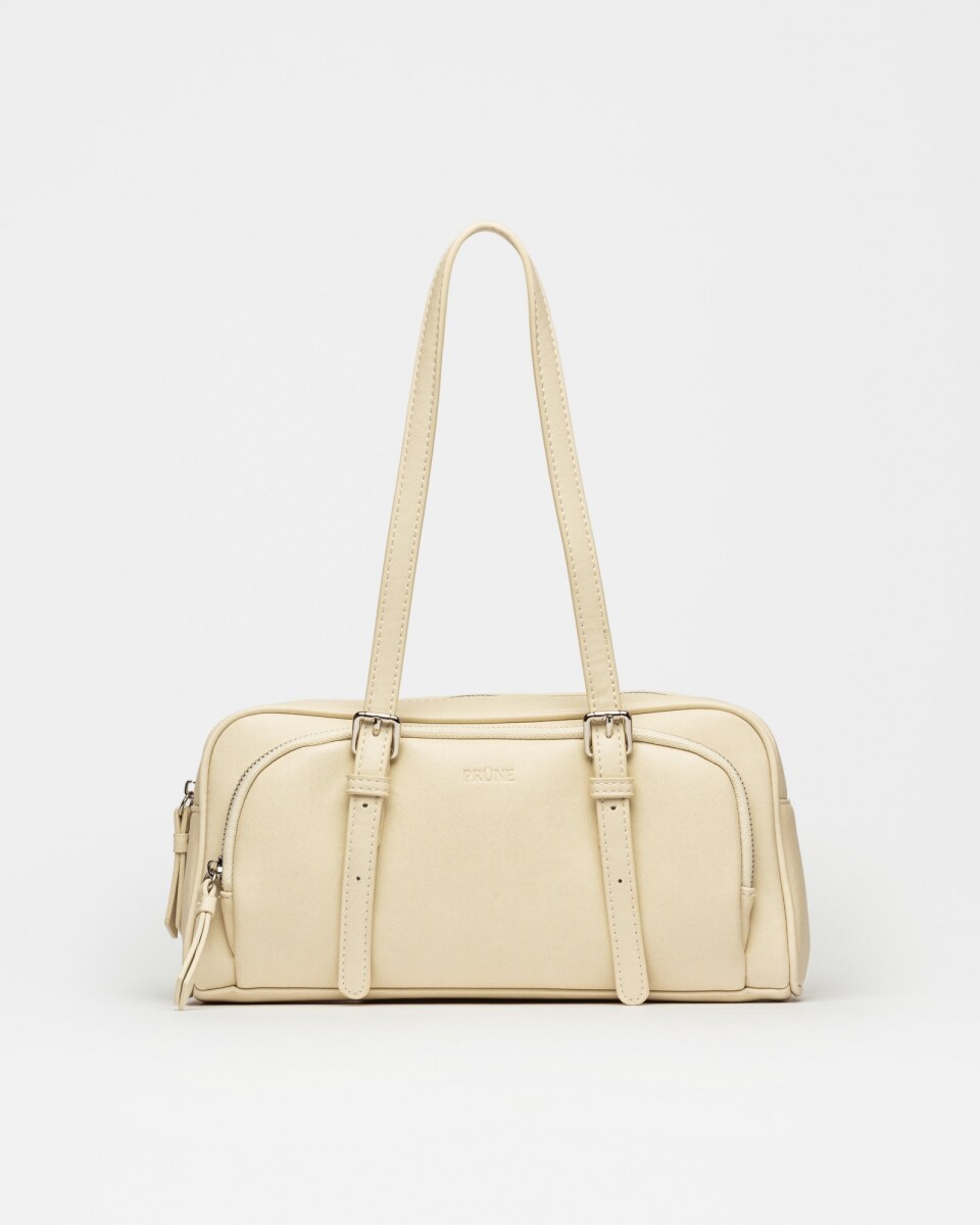 Cartera al hombro Lagoon en efecto cuero liso - Natural 