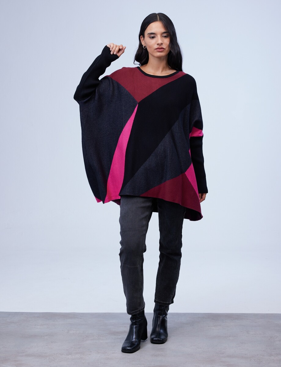 Buzo Poncho Oversize - Bordeaux/multi 