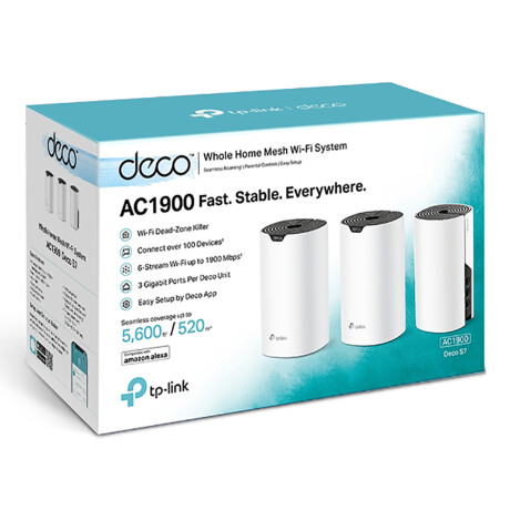Tp-link - Access Point Deco S7 Pack X3 - Wifi Doble Banda AC1900. 2,4GHZ 600MBPS / 5GHZ 1300MBPS. Gi 001