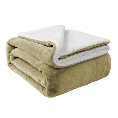 Manta Reversible Flannel/Sherpa Frazada Polar de 127x152cm Beige