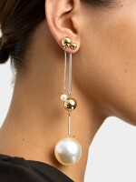 Set De Pendientes Asimétricos Con Perlas bicolor