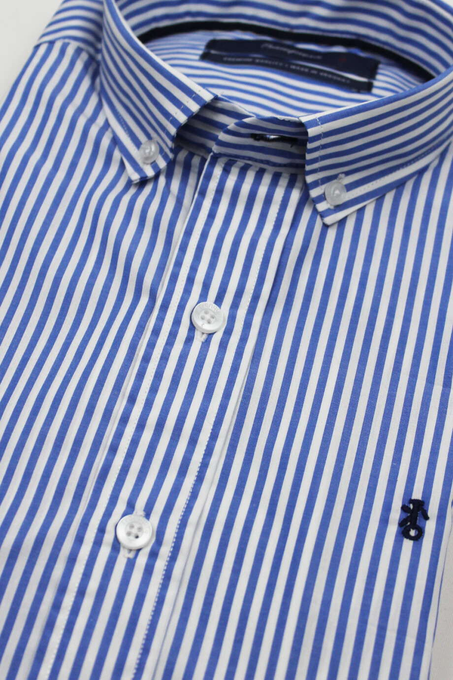 Camisa de Hombre Premium Rayada Raya Celeste Oscuro