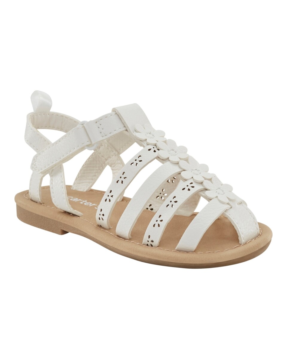 Sandalias pescadora, con velcro y flores 