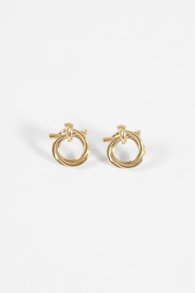 Caravanas circular nudo dorado