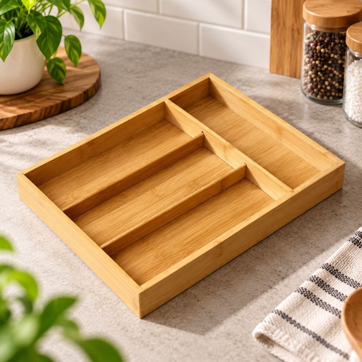 Cubiertera De Madera Con 4 Divisiones 