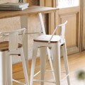 Banqueta Media Tolix Asiento de Madera White