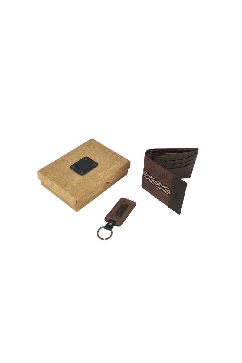 Set de billetera 58 con llavero Marron