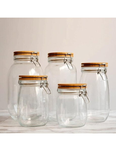 RECIPIENTE VIDRIO 2000ML TAPA MADERA/BROCHE D12.5XH25.5CM RECIPIENTE VIDRIO 2000ML TAPA MADERA/BROCHE D12.5XH25.5CM