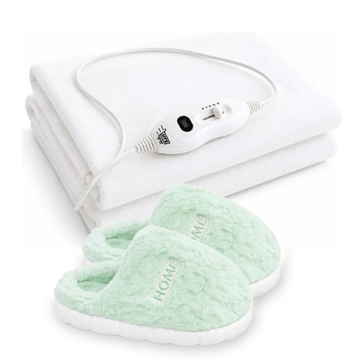 Set Pantufla Antideslizantes Unisex + Calienta Cama 1Pza HTS - Verde Claro 
