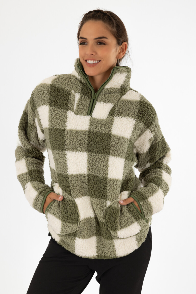 Sweater sherpa checks - Verde claro 