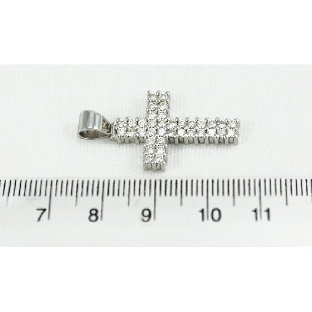 Cruz Oro Blanco 18 K Y Brillantes Cruz Oro Blanco 18 K Y Brillantes