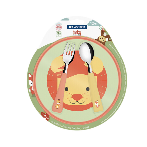 Juego infantil cubiertos + plato "BABY FRIENDS" -TRAMONTINA TR5177