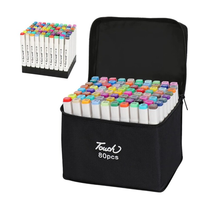 Set 80 Marcadores Varios Colores Doble Punta + Bolsito Mano Set 80 Marcadores Varios Colores Doble Punta + Bolsito Mano