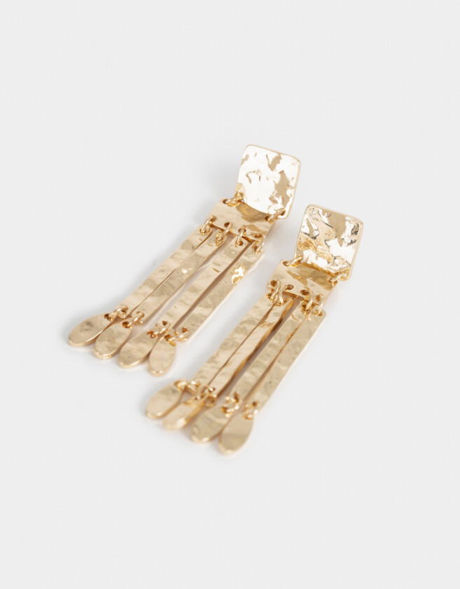 Aros Colgantes Cortos Metal diferenciado Aro Colgante Rectangulares - Dorado