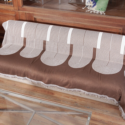Manta para sillón y cama con diseños semicírculo marrón 230cm