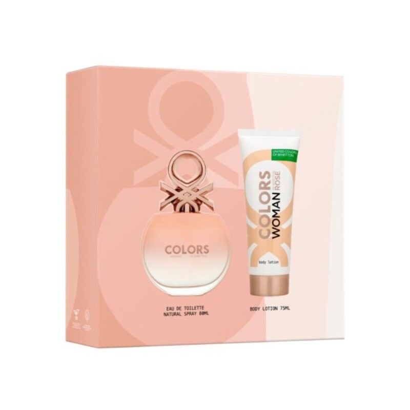 Set Perfume Benetton Colors Rose EDT 80ml + Body Lotion Para Mujer Aroma Floral Set Perfume Benetton Colors Rose EDT 80ml + Body Lotion Para Mujer Aroma Floral