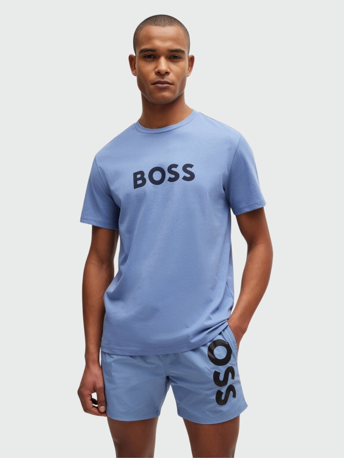BOSS - Remera de playa Celeste