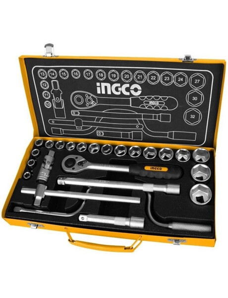 Set de 24 herramientas dados con valija de metal Ingco Set de 24 herramientas dados con valija de metal Ingco