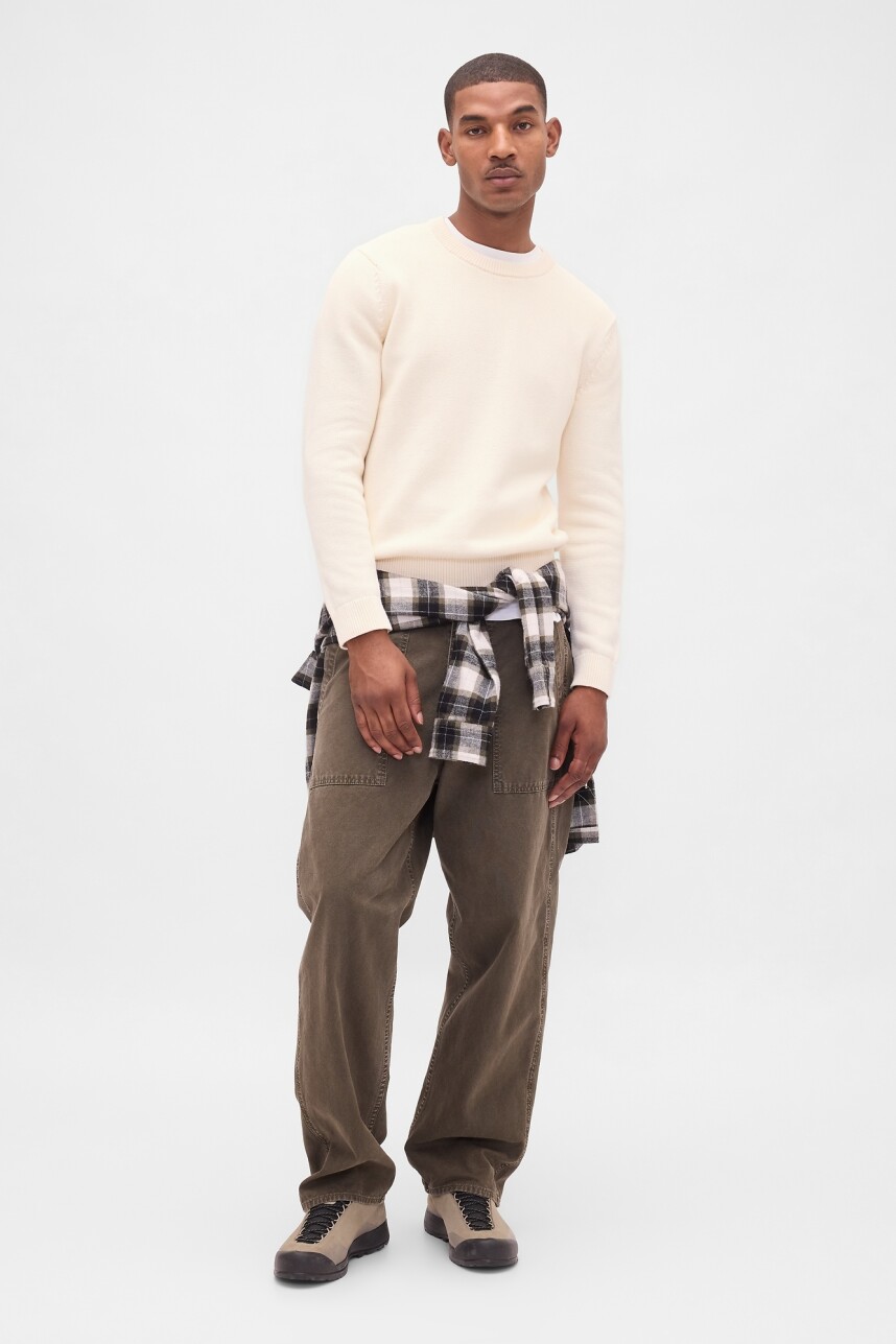 Buzo Algodón Básico Cuello Redondo Hombre Ivory Frost