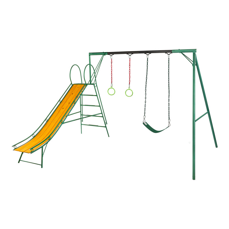 Juego Combinado Infantil con tobogán N°3. 1 hamaca de cincha y par de aros Juego Combinado Infantil con tobogán N°3. 1 hamaca de cincha y par de aros