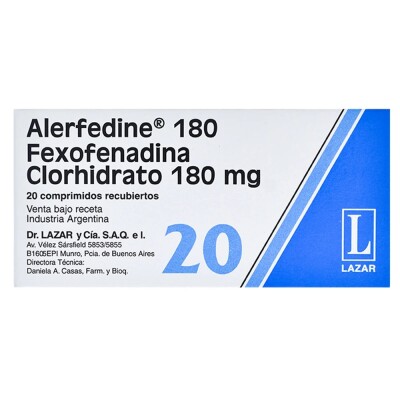 Alerfedine 180 Mg. 20 Comp. Alerfedine 180 Mg. 20 Comp.