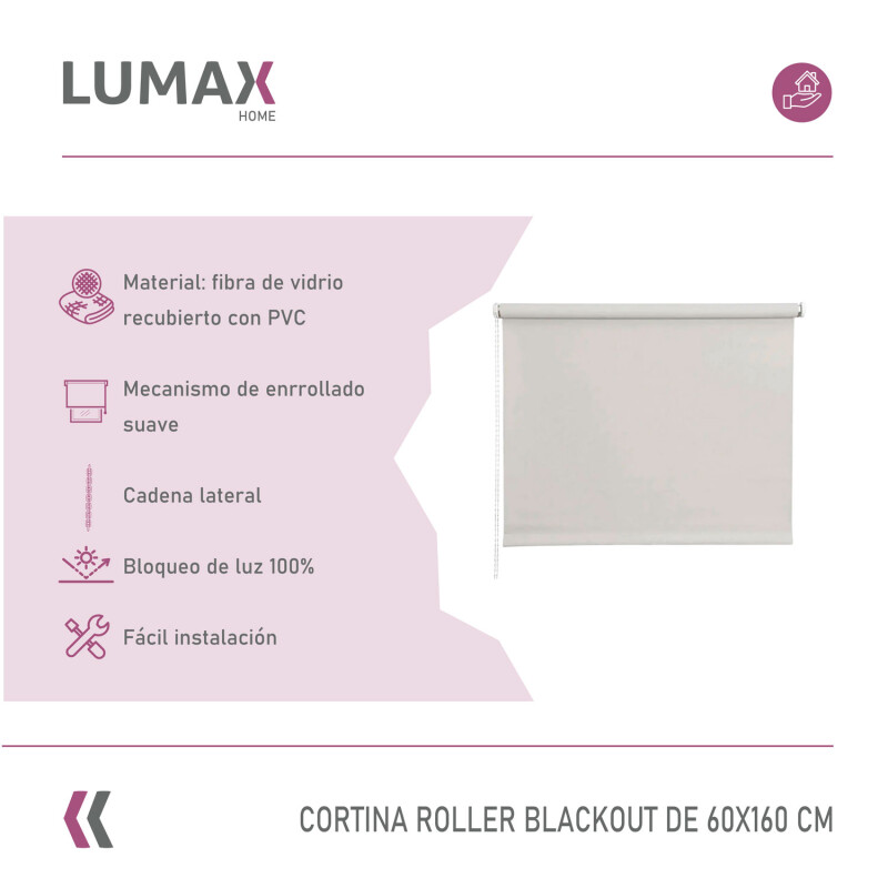 Cortina Roller Blackout Lumax 60 X 160 Cm Colores Gris