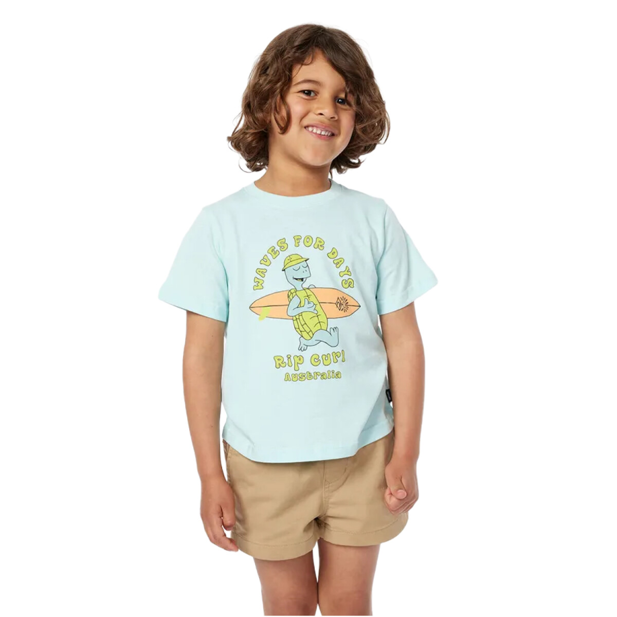 Remera Rip Curl Tube Town Waves Niño - Celeste 