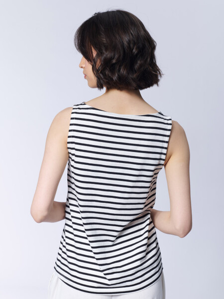 Musculosa Rayada Blanca Con Negro