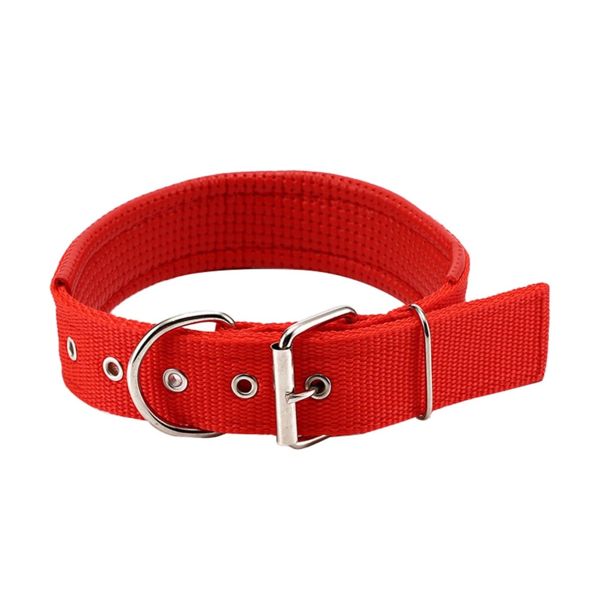 Collar Ajustable Reforzado Hebilla Nylon Perro Gato Mediano - Variante Color Rojo 