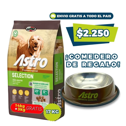 ASTRO PERROS ADULTOS SELECTION 14 + 3KG + COMEDERO DE REGALO ASTRO PERROS ADULTOS SELECTION 14 + 3KG + COMEDERO DE REGALO