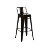 Taburete Tolix en metal con respaldo Negro