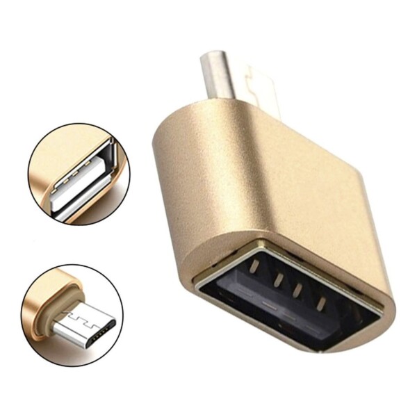 Adaptador Otg Mini Usb Hembra A Micro Usb Pendrive Y + Color Variante Dorado