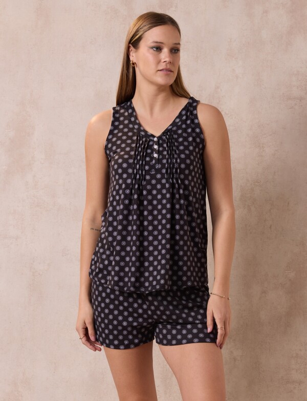 Pijama C/short 56838 NEGRO/BLANCO