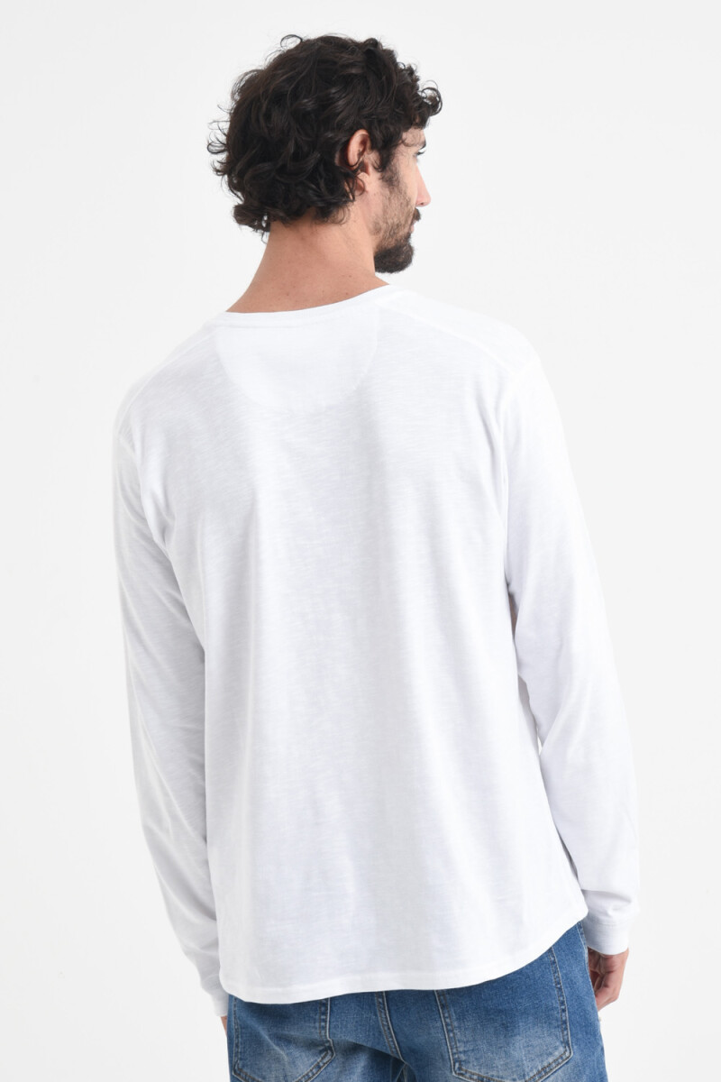 Remera manga larga con botones Blanco