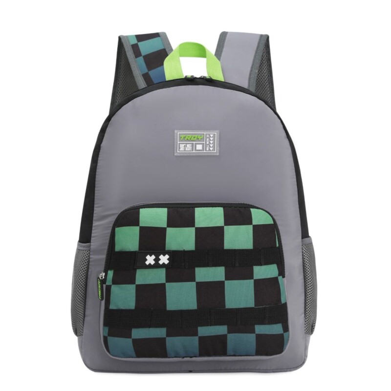 Mochila Escolar Trendy Game Con Porta Botella Para Jardín Y Uso Infantil Diario Gris