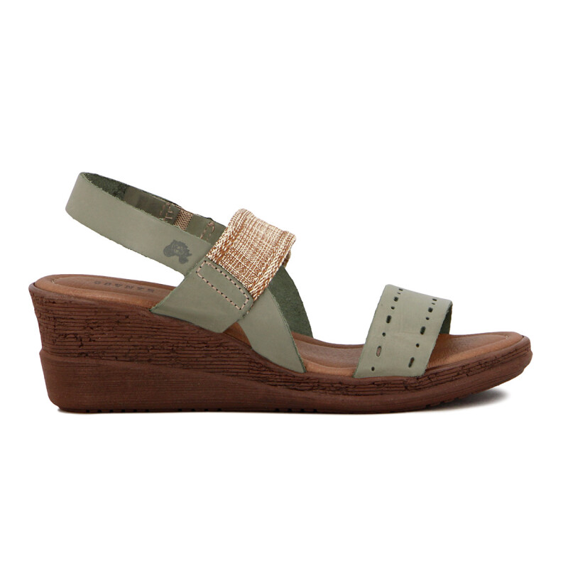 Sandalia Casual Mujer Country Taco Corrido Verde Claro