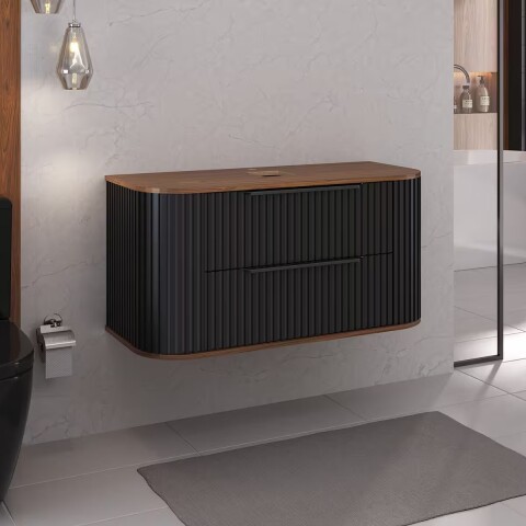 Mueble de baño Suspendido Alice Negro 100cm sin bacha Mueble De Baño Suspendido Alice Negro 100cm Sin Bacha