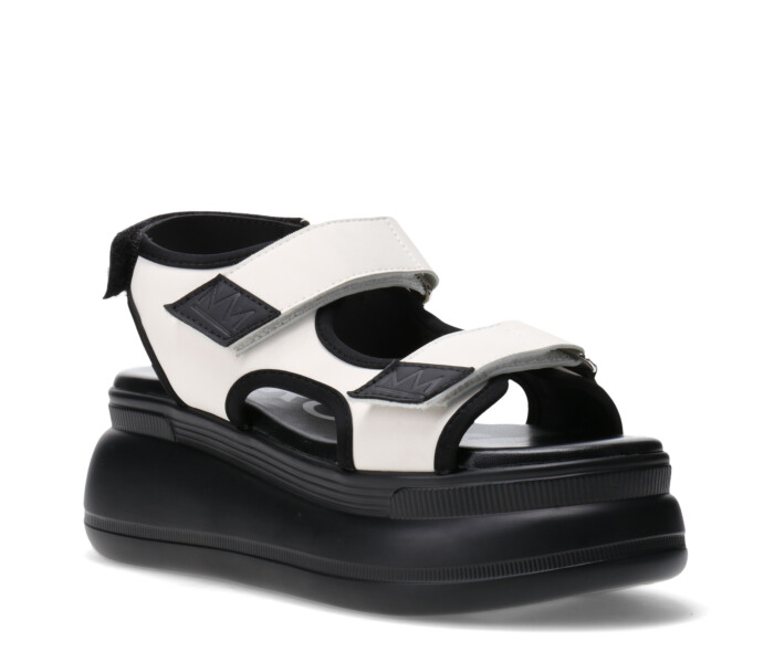 Sandalia SAIGNON con velcros y plataforma Offwhite/Black