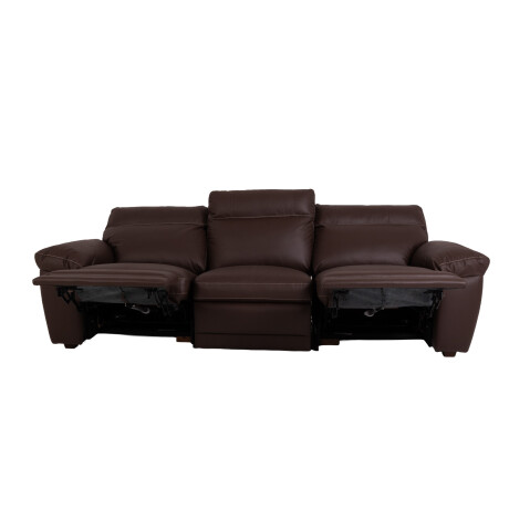 SOFÁ RECLINER 3 CUERPOS CUERO-100-NATURAL MARRON IMPERIAL CHOC.