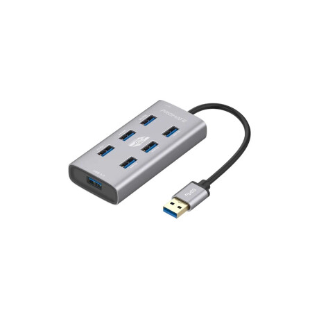 Hub Usb Promate Con Adaptador Usb-C A 7 Usb 3.0 (D) Gris