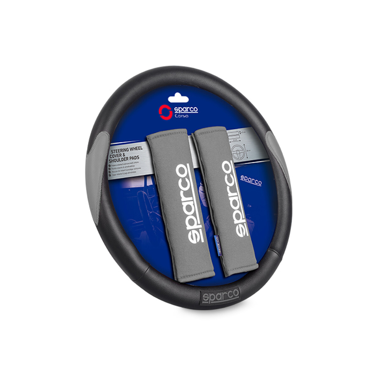 Kit Cubrevolante + Protector De Cinto Sparco Auto Negro 