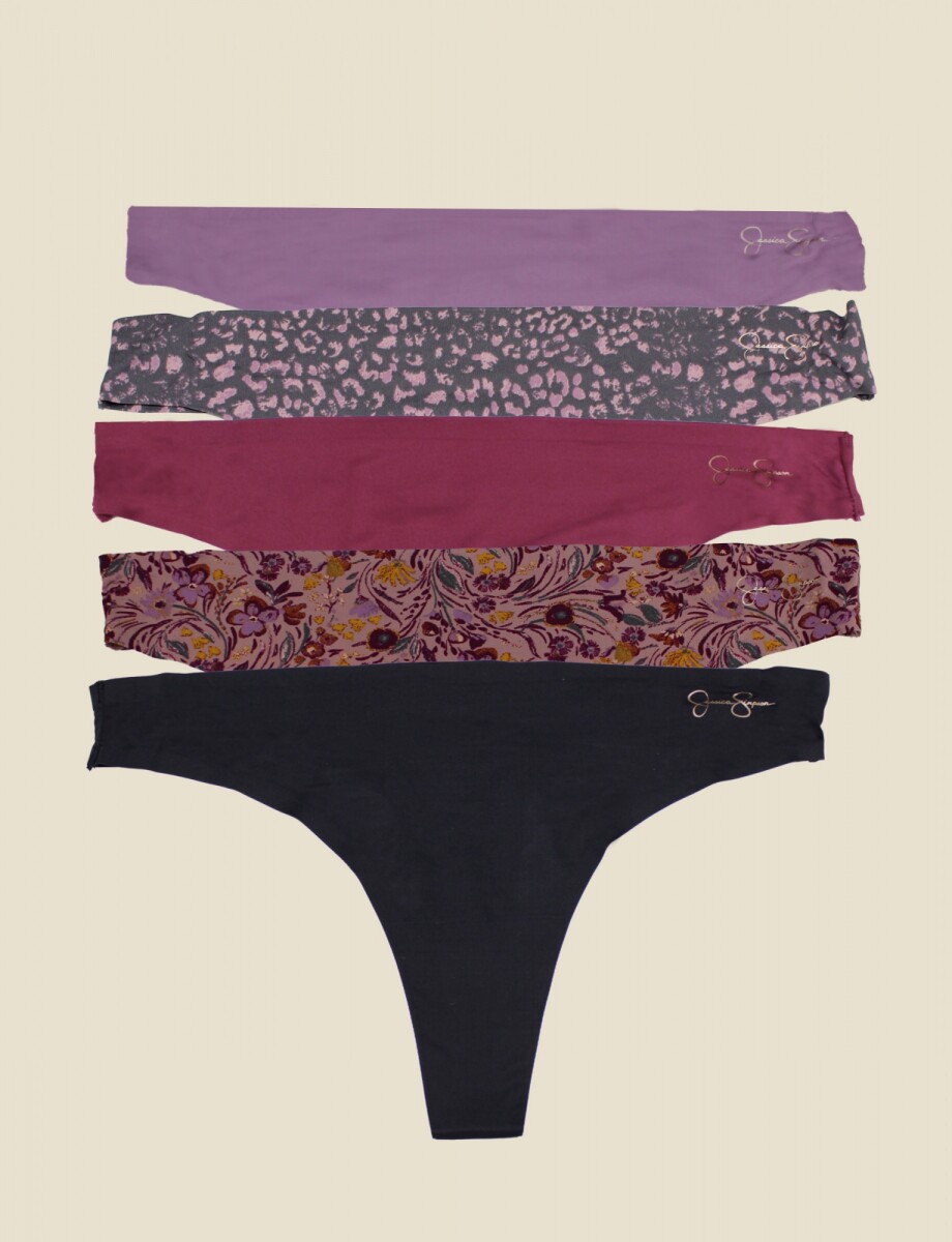 Panty Pack X 5 Thong - Multi/violeta 