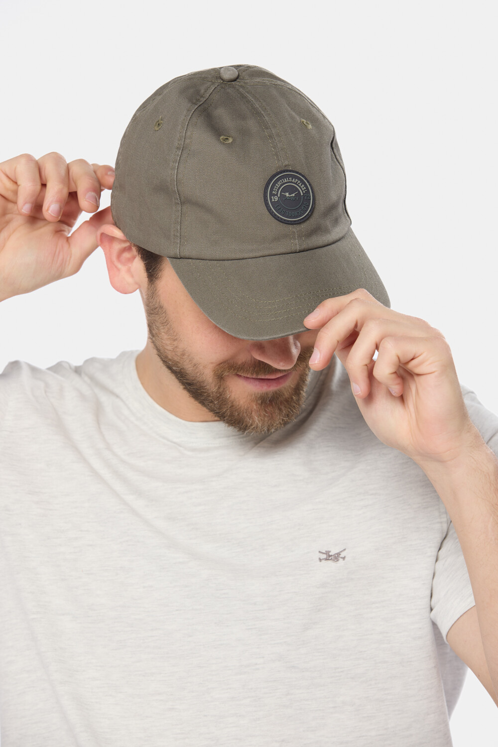 GORRO VISER DE LONA CON PARCHE DE GOMA Verde