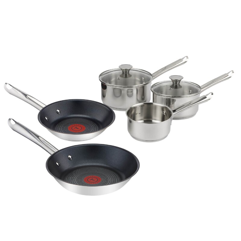 Batería de cocina 7 Piezas Tefal Elementary | Color plateado. Batería de cocina 7 Piezas Tefal Elementary | Color plateado.